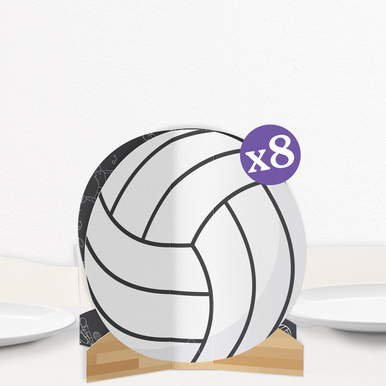 Big Dot of Happiness 3D Volleyball Centerpiece Table Decorations, Freestanding Volleyball Baby Shower or Birthday Party Centerpieces - 8 Count